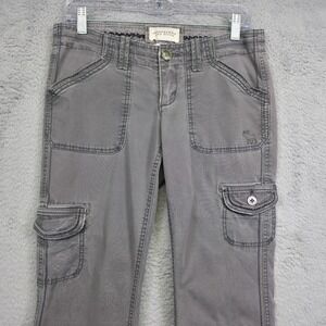 Vintage Abercrombie Fitch Cargo Pants Womens 2‎ Gray Flared Low Rise Y2K 31x32